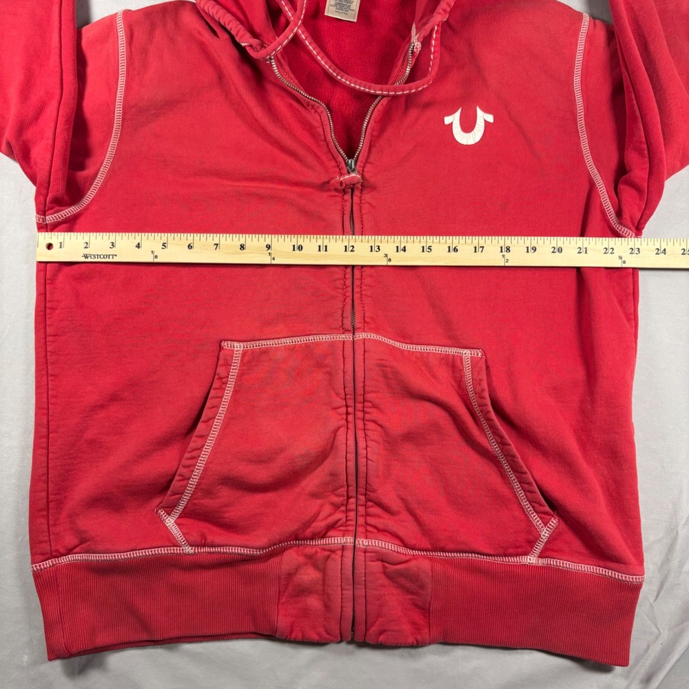 Vintage Y2K True Religion Hoodie Mens XXL Red Full Zip Buddha World Tour USA - Picture 5 of 9